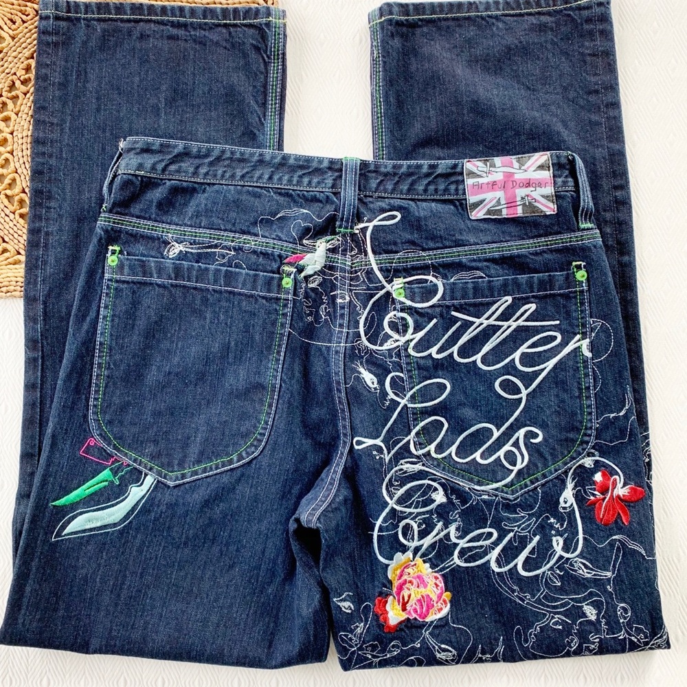 Artful Dodger Embroidered Blue Jeans 36